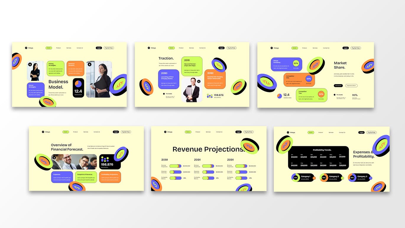 UI/UX 投资者推介材料 PPT模版 (PPTX,PPT)