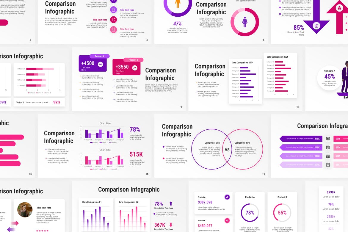 比较信息图 PPT模版 (PPTX)
