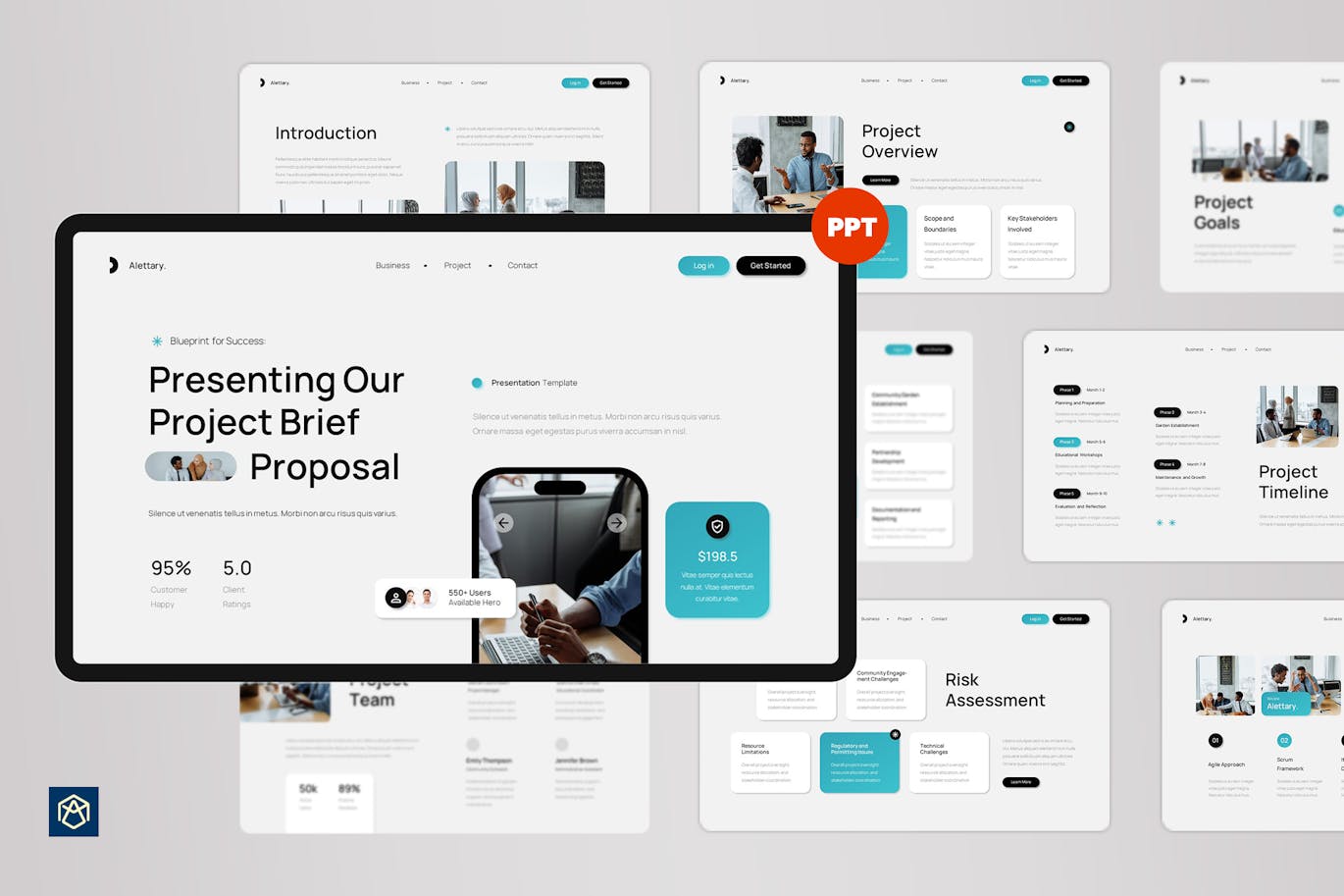 白绿现代项目简要提案PPT模版 (PPT,PPTX)