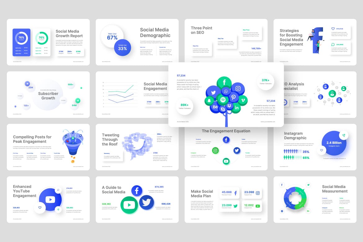 社交媒体参与PPT模版 (PPTX)