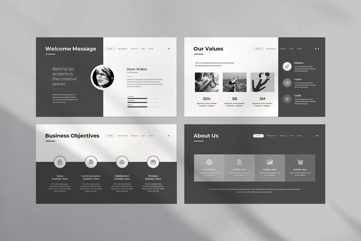 简洁的作品展示PPT模版 (PPTX)