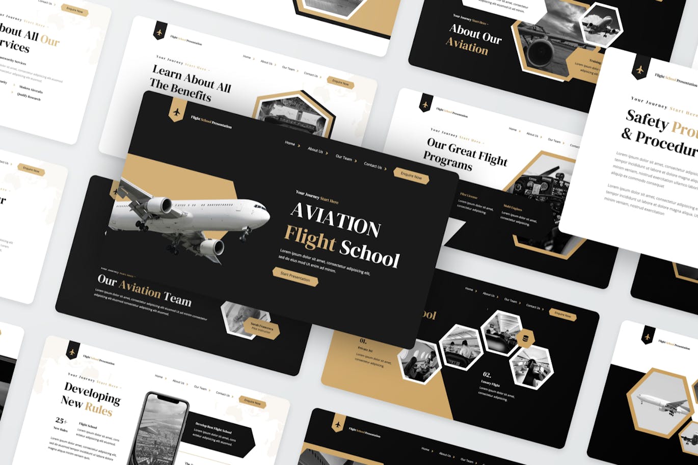 航空飞行学校PPT模版 (PPTX)