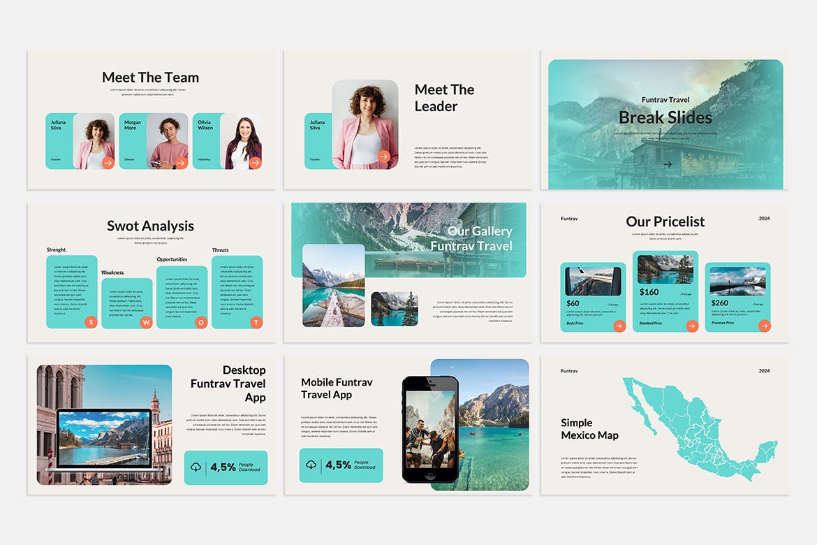 旅行简报PPT模版 (PPTX)