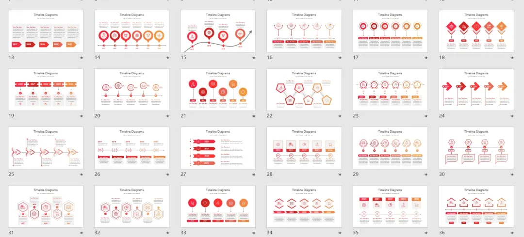 180+张时间轴信息图示PPT模板