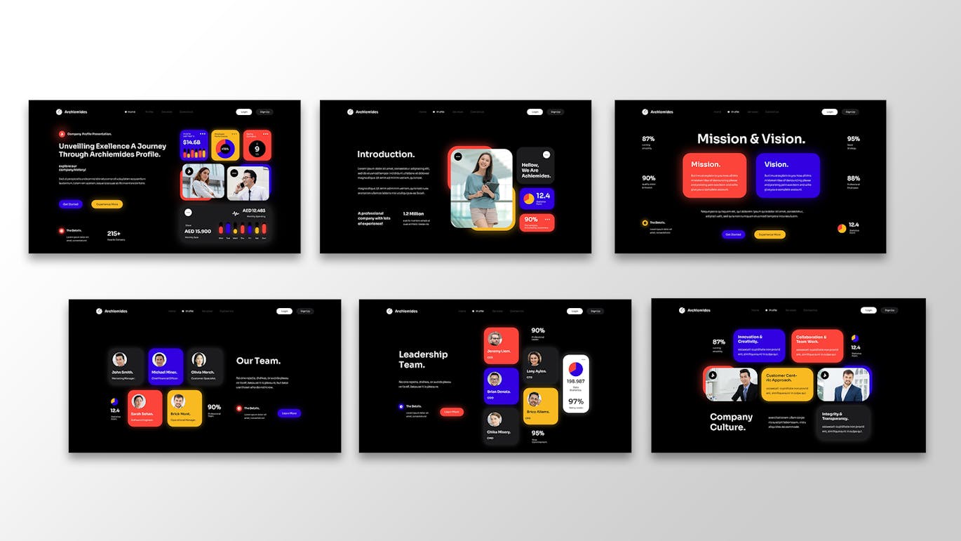 黑色现代多彩公司简介PPT模版 (PPTX,PPT)