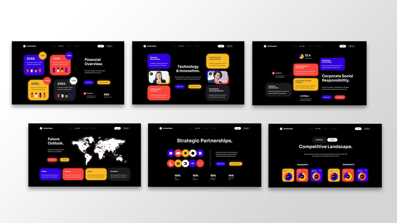 黑色现代多彩公司简介PPT模版 (PPTX,PPT)