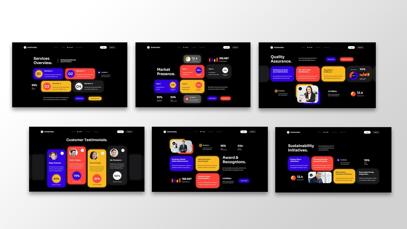 黑色现代多彩公司简介PPT模版 (PPTX,PPT)