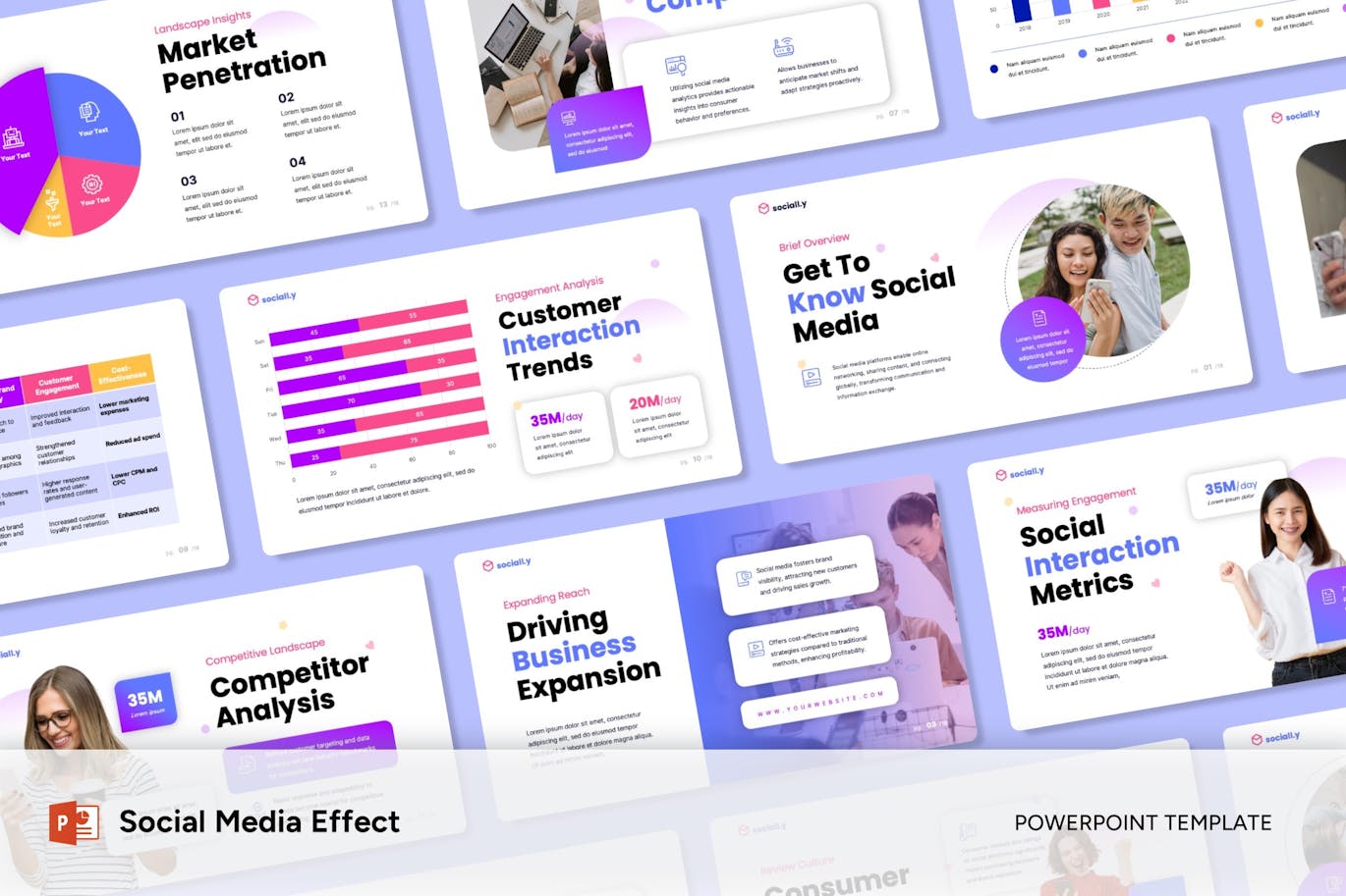 社交媒体效应 – PPT模版 (PPTX)
