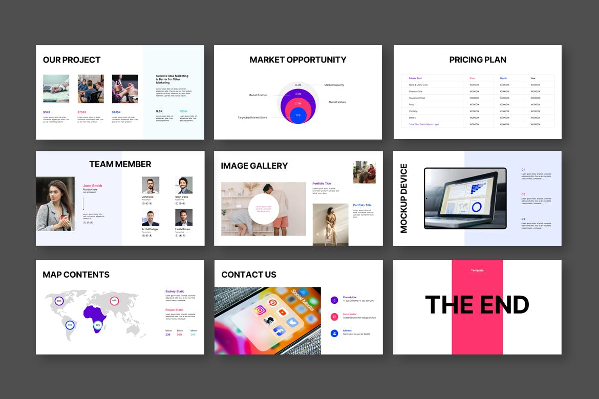 宣传材料演示模板PPT模版 (PPTX)