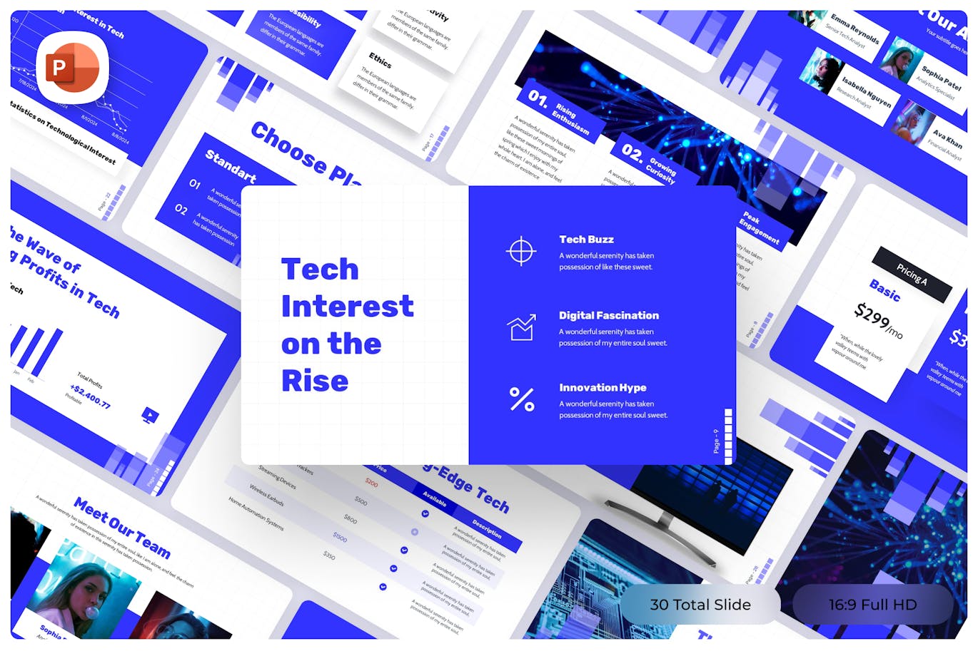 蓝色科技PPT模版 (PPTX)