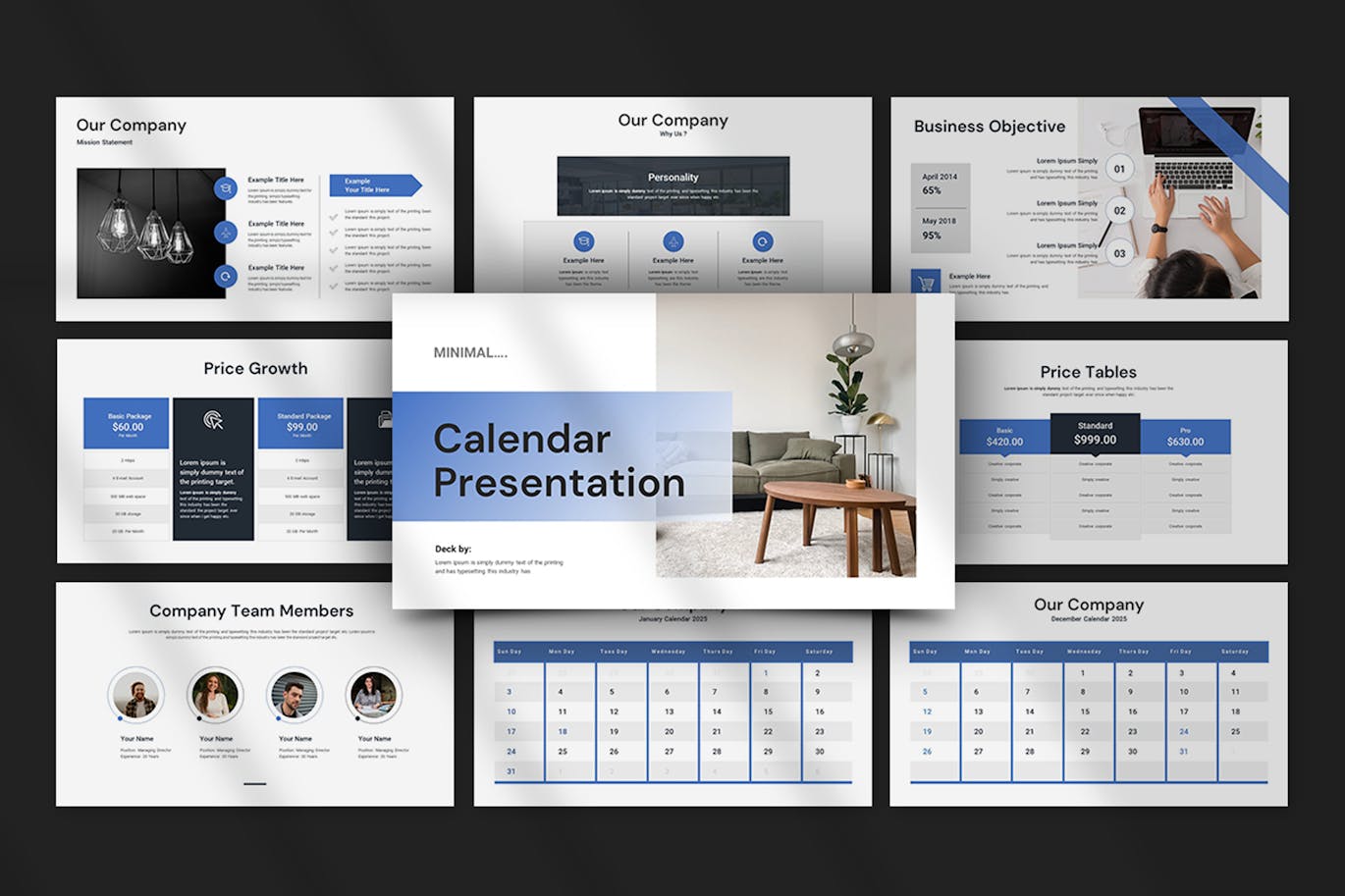 企业、日历/营销演示模板 (PPTX)