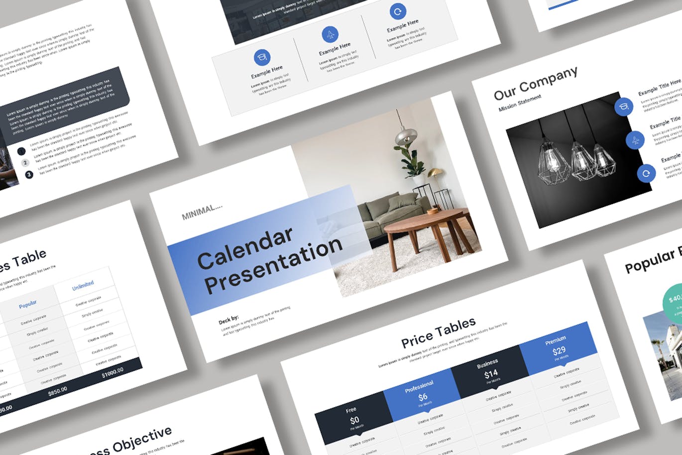 企业、日历/营销演示模板 (PPTX)