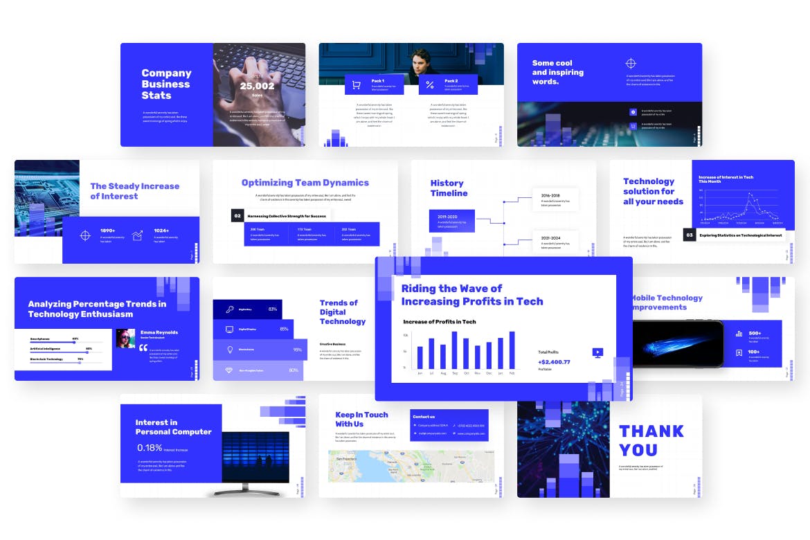 蓝色科技PPT模版 (PPTX)