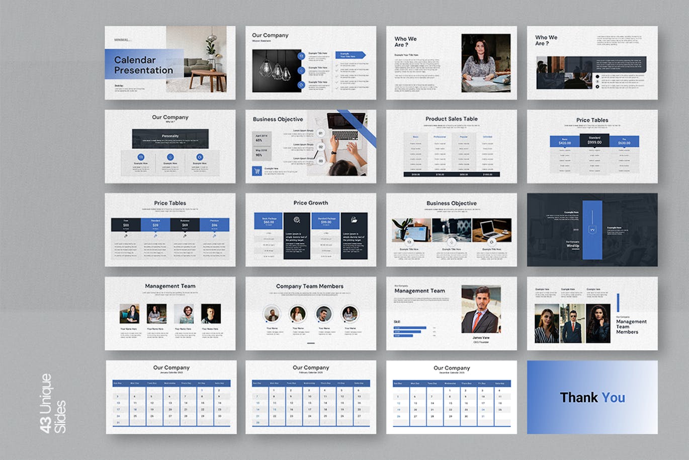 企业、日历/营销演示模板 (PPTX)