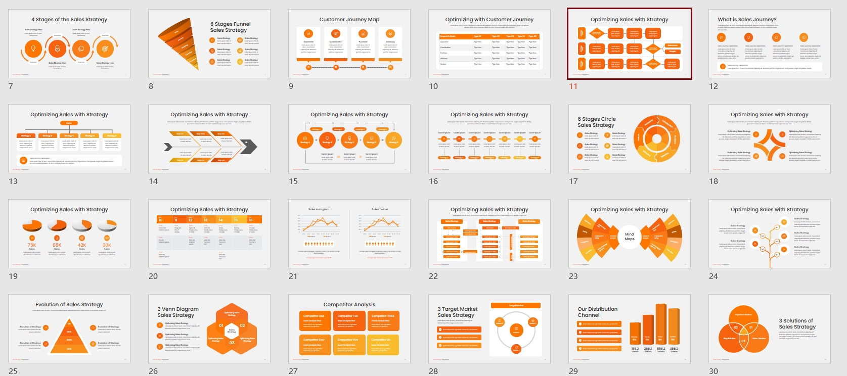 60张销售策略图示PPT模板，支持一键换色！