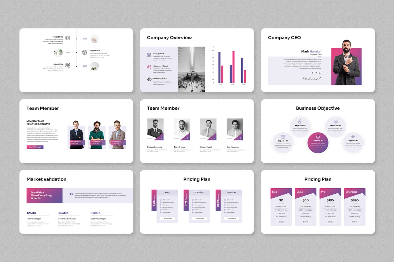 紫色商业项目介绍PPT模版 (PPTX)