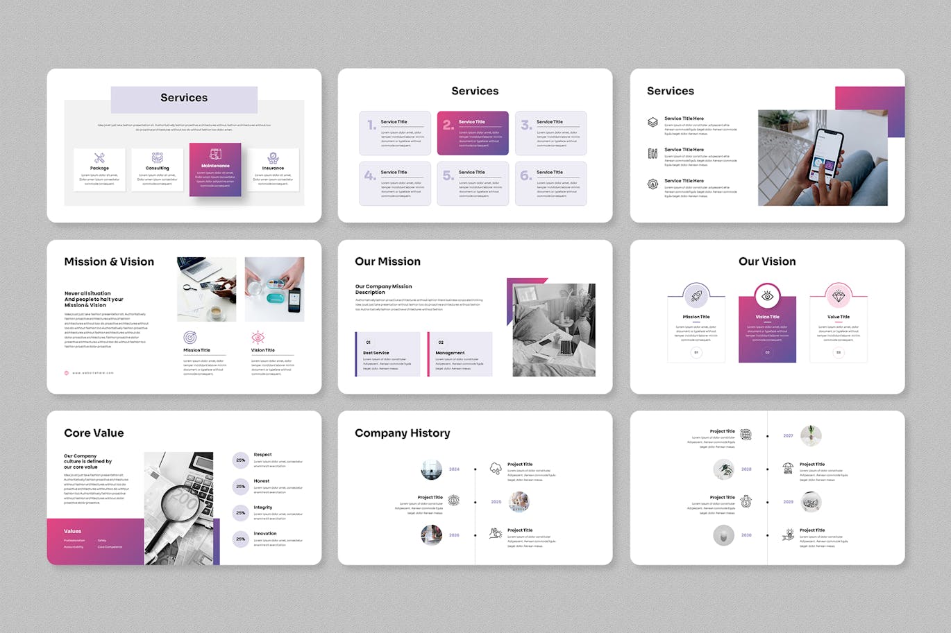 紫色商业项目介绍PPT模版 (PPTX)