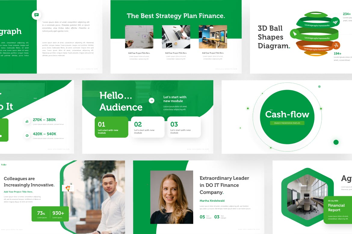 绿色财务报告PPT模版 (PPTX)