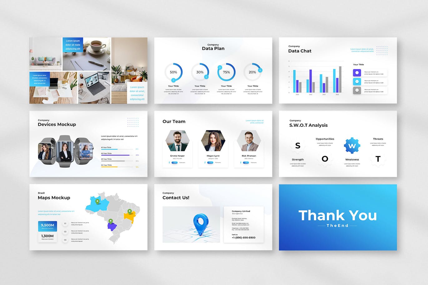 蓝色营销计划演示模板PPT模版 (PPTX)