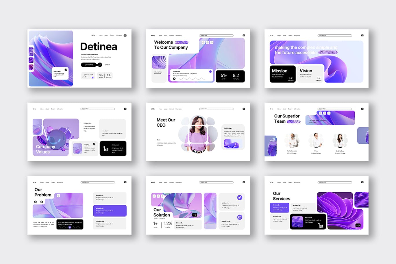 白紫色现代 3d 网络公司简介PPT模版 (PPTX)