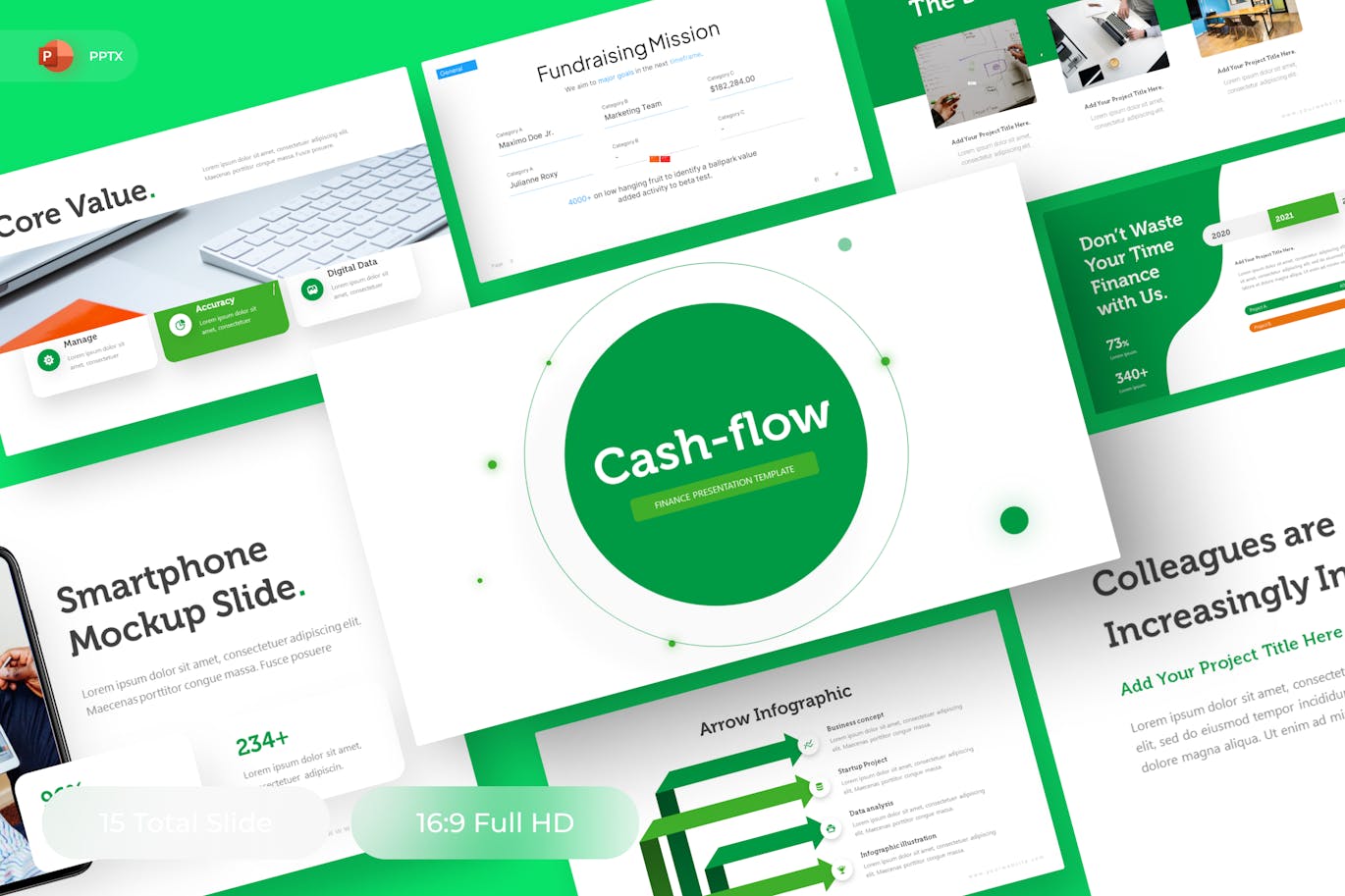 绿色财务报告PPT模版 (PPTX)