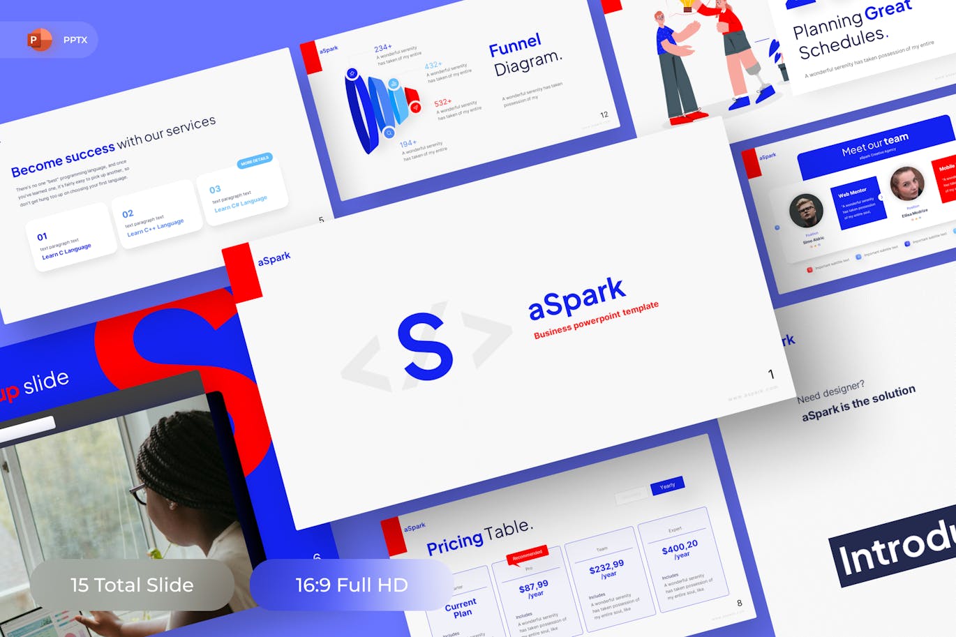 蓝色商业项目介绍 PPT模版 (PPTX)