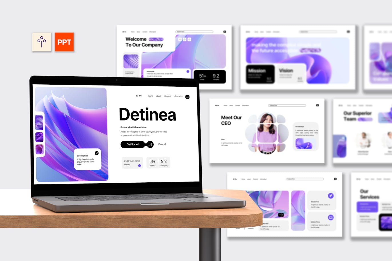 白紫色现代 3d 网络公司简介PPT模版 (PPTX)