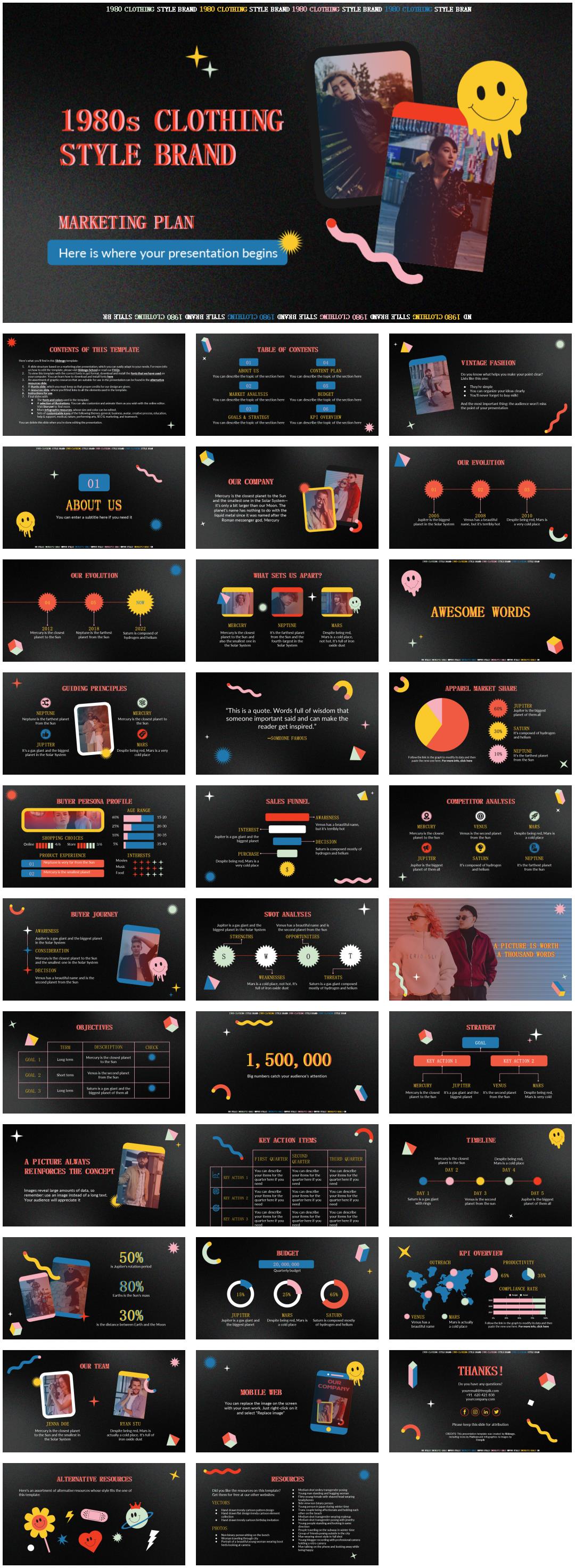 深色卡通创意童趣风PPT模板