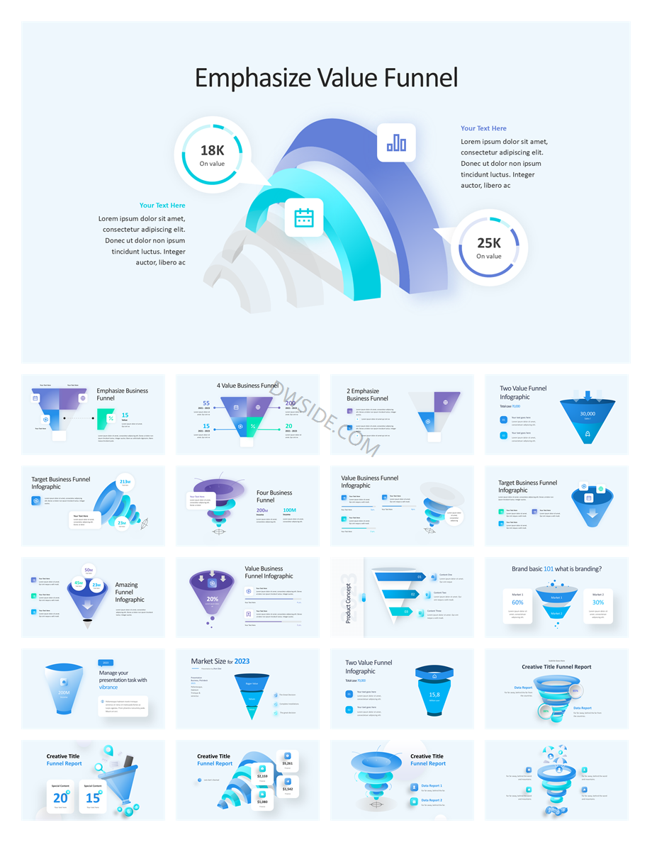 240+页橙色锥形过滤结果信息图示PPT模板