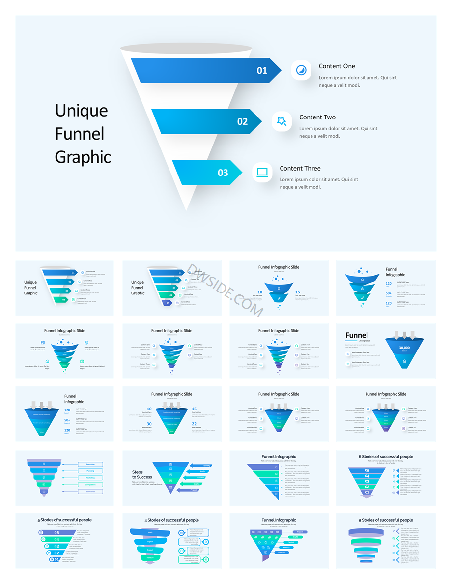240+页橙色锥形过滤结果信息图示PPT模板
