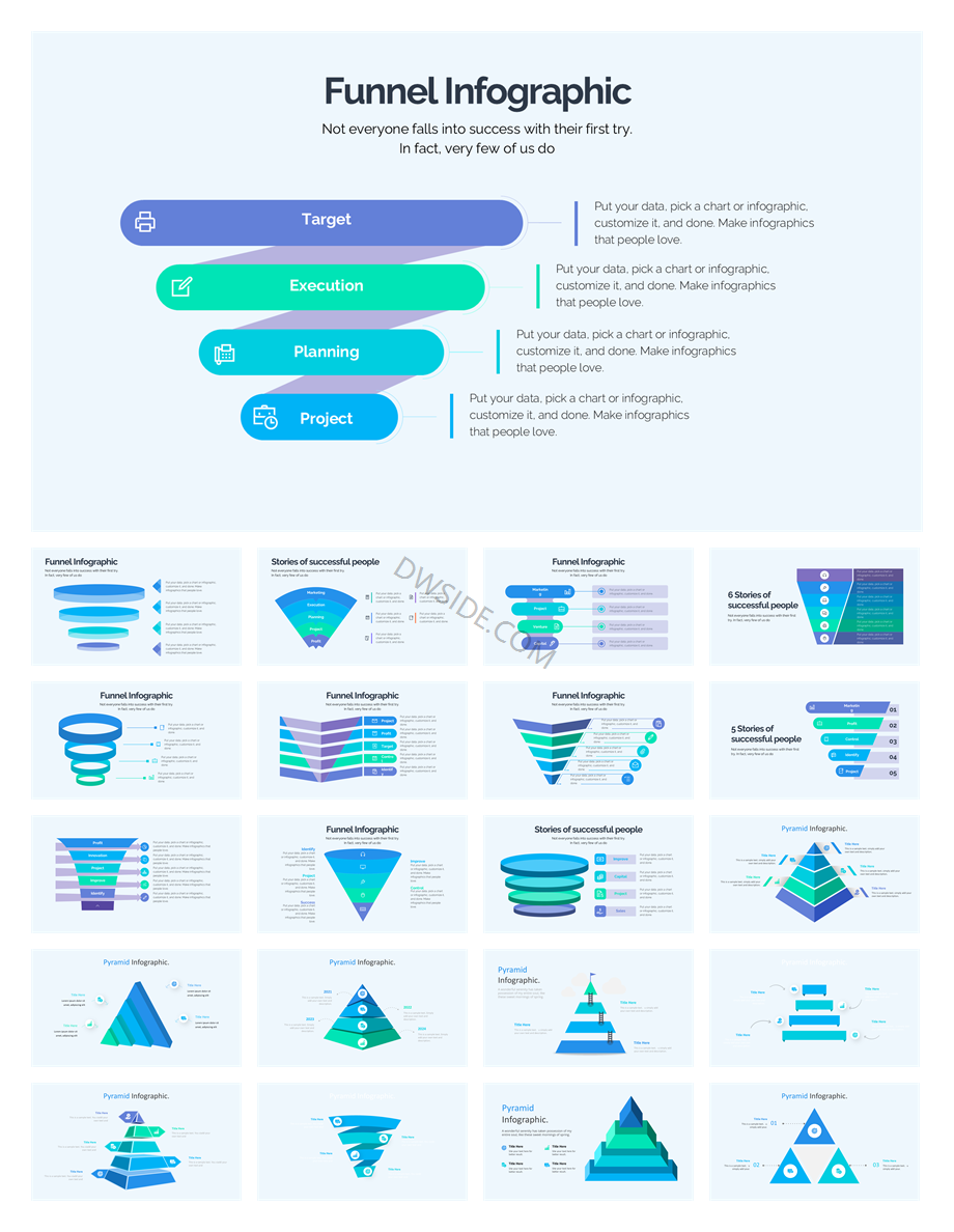 240+页橙色锥形过滤结果信息图示PPT模板