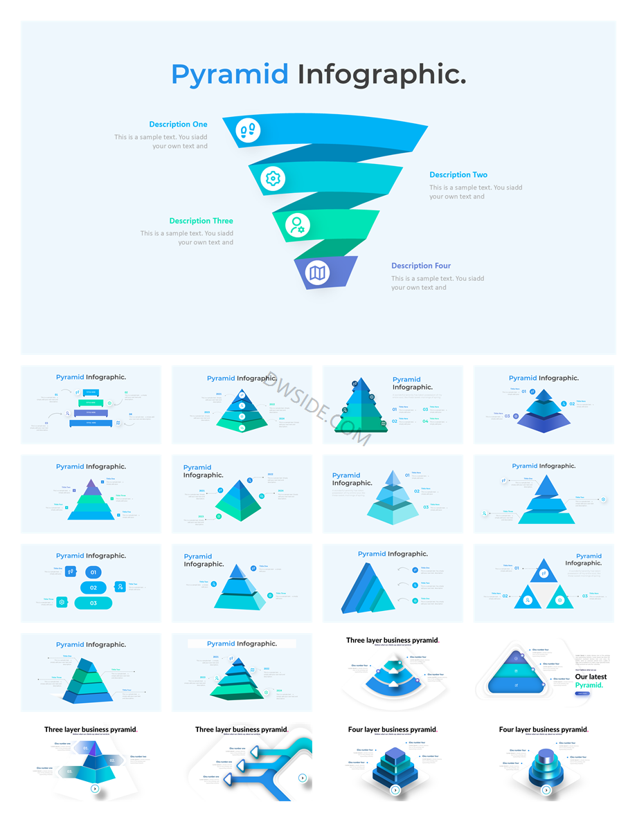 240+页橙色锥形过滤结果信息图示PPT模板