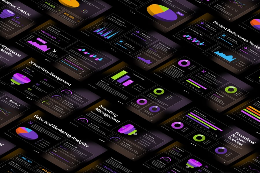 仪表盘信息图表大数据PPT模版 (PPTX)