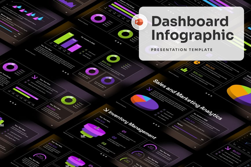 仪表盘信息图表大数据PPT模版 (PPTX)