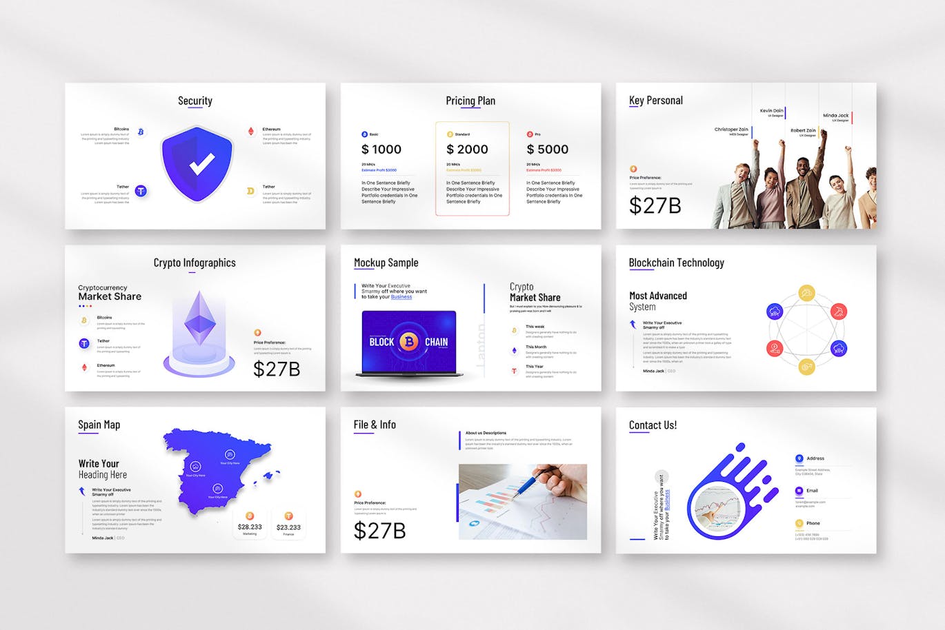 加密货币和比特币PPT模版 (PPTX)