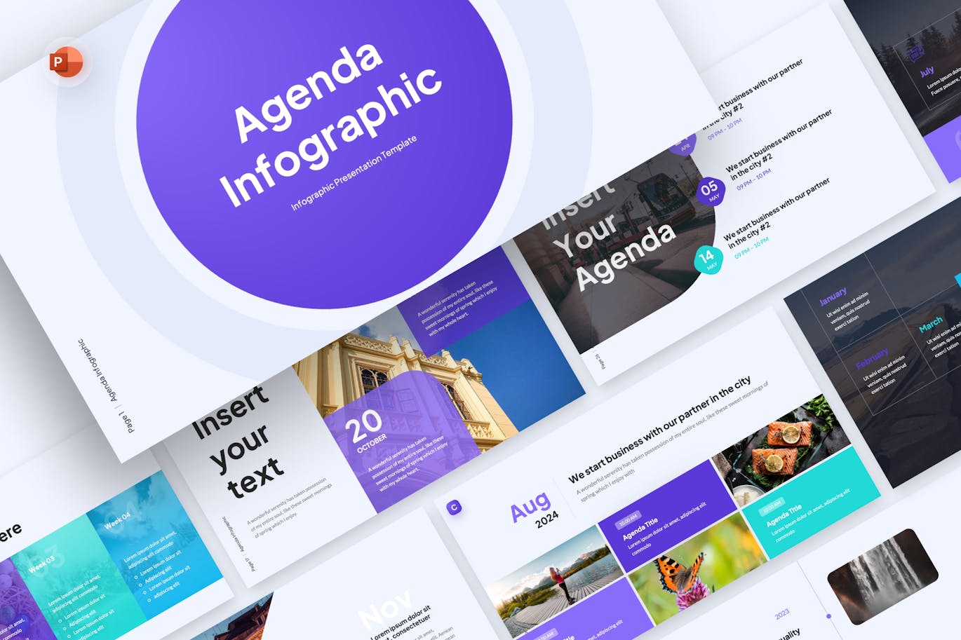 议程信息图表  PPT模版 (PPTX)