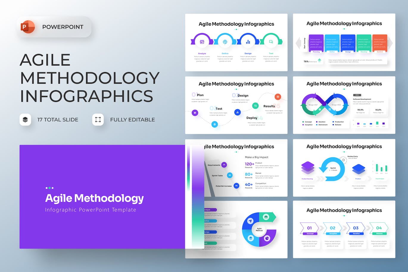 敏捷方法论信息图表PPT模版 (PPTX)