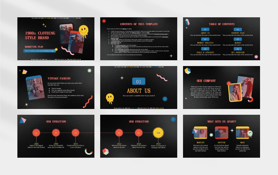 深色卡通创意童趣风PPT模板