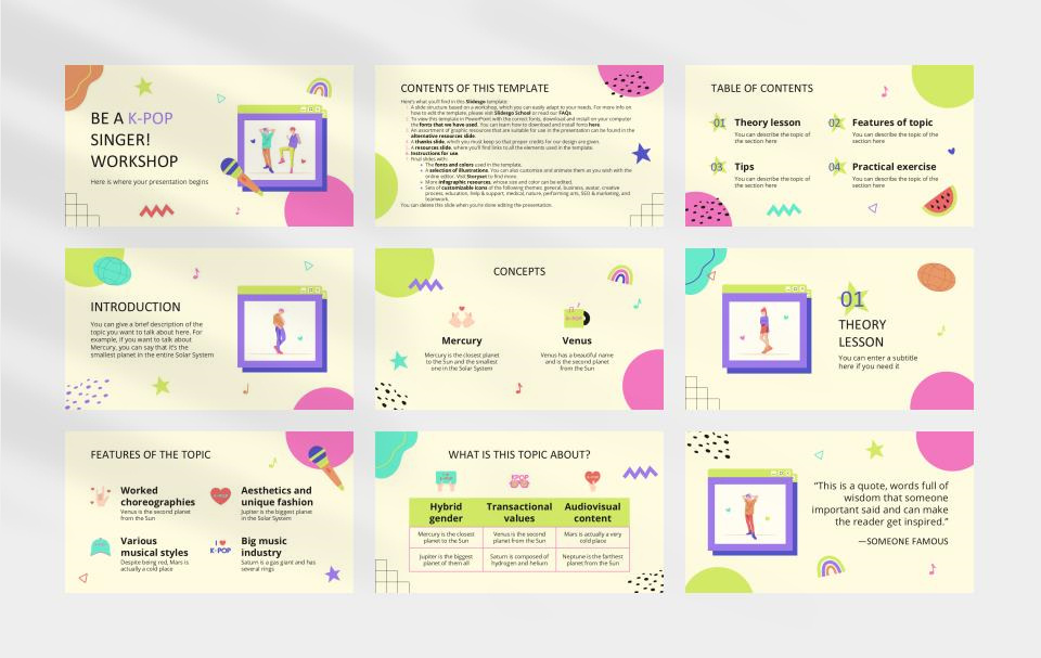 黄色卡通创意童趣风PPT模板