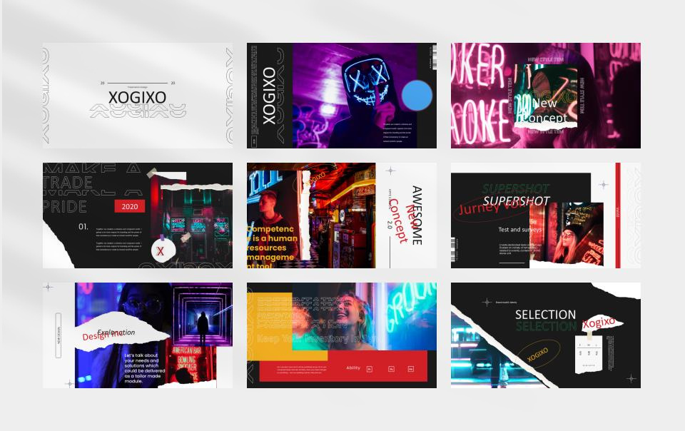 时尚潮流赛博朋克风PPT模板