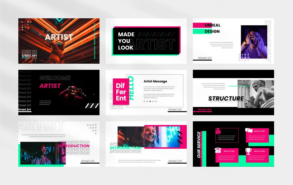 时尚潮流赛博朋克风PPT模板