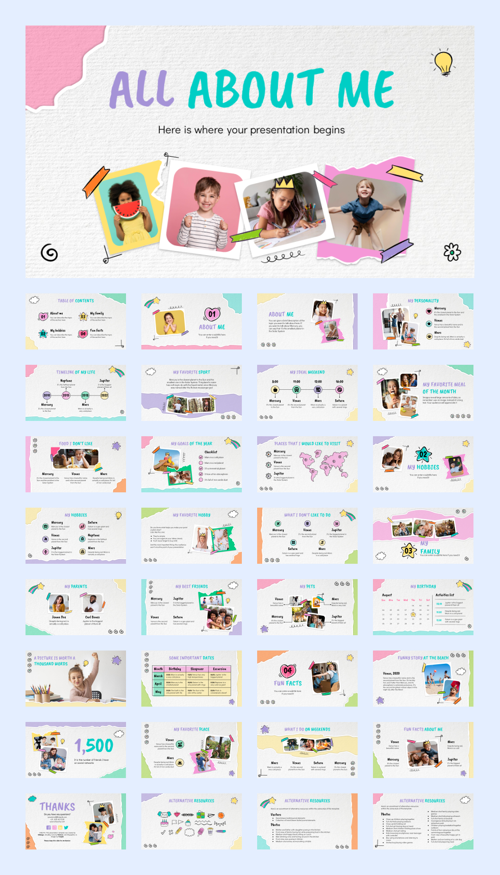 多彩创意卡通童趣儿童教育PPT模板