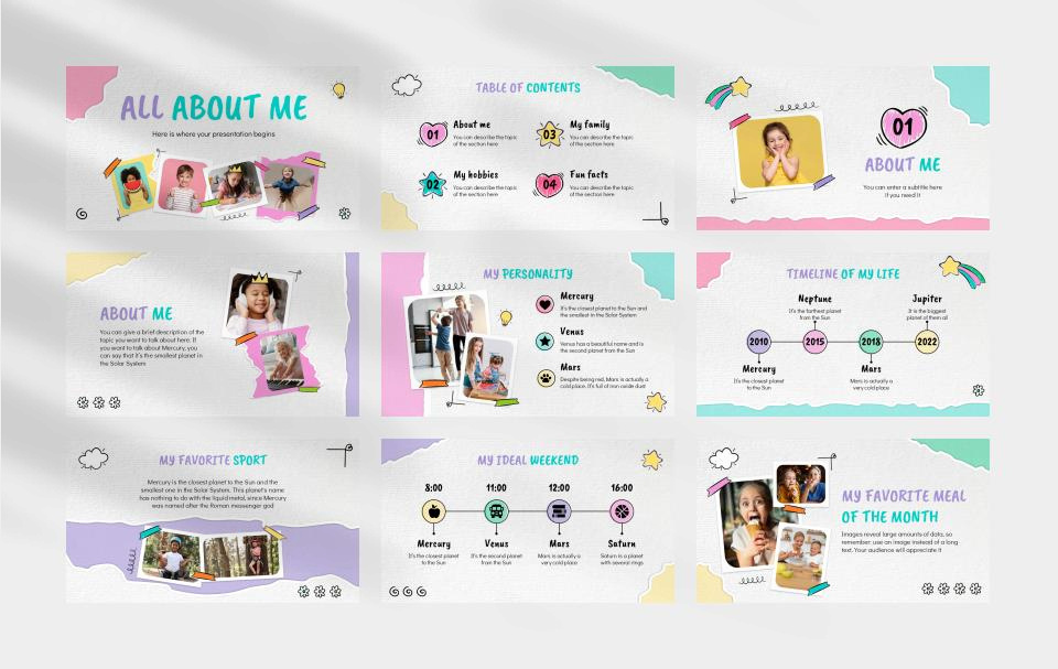 多彩创意卡通童趣儿童教育PPT模板