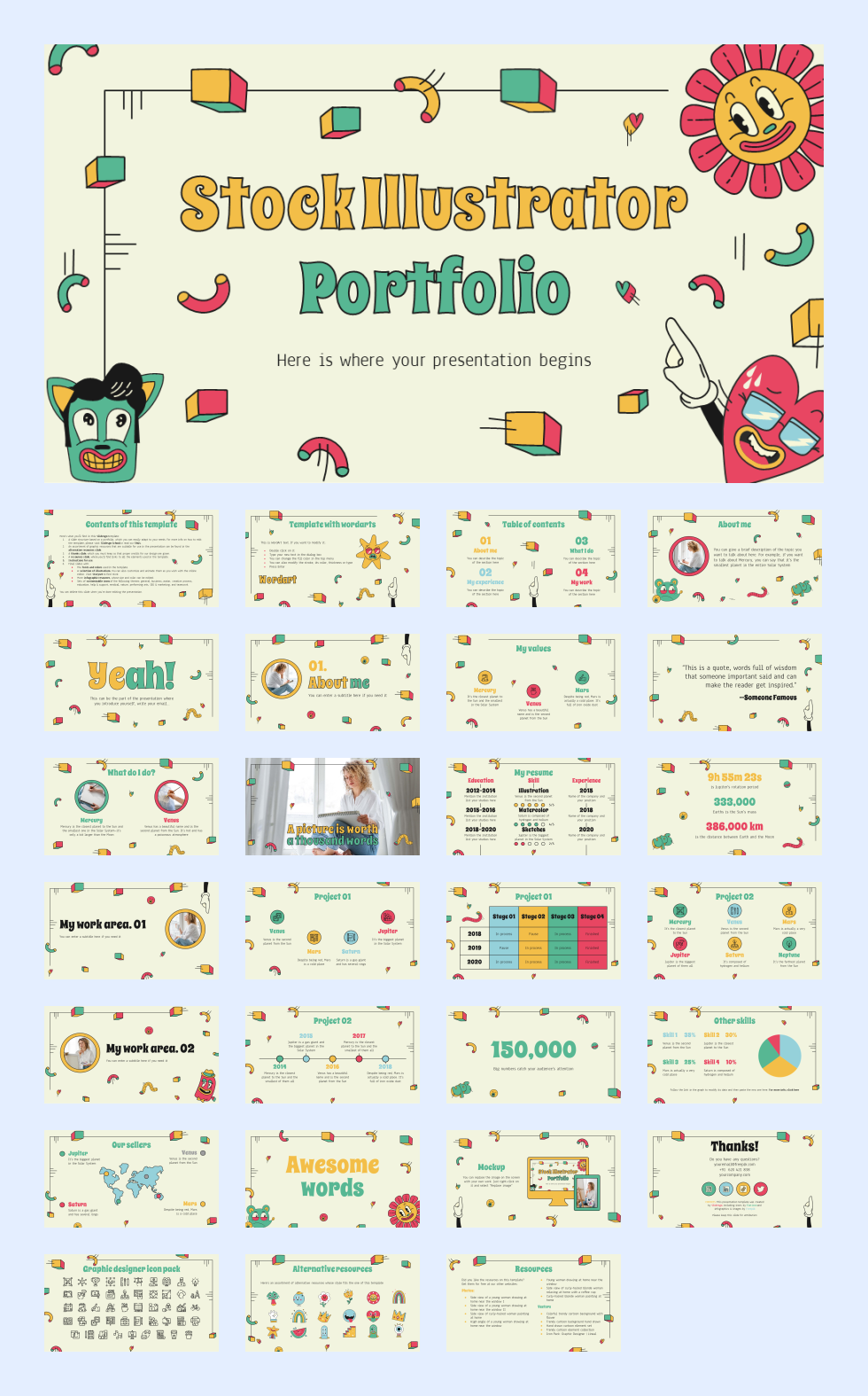 多彩创意卡通童趣儿童教育PPT模板