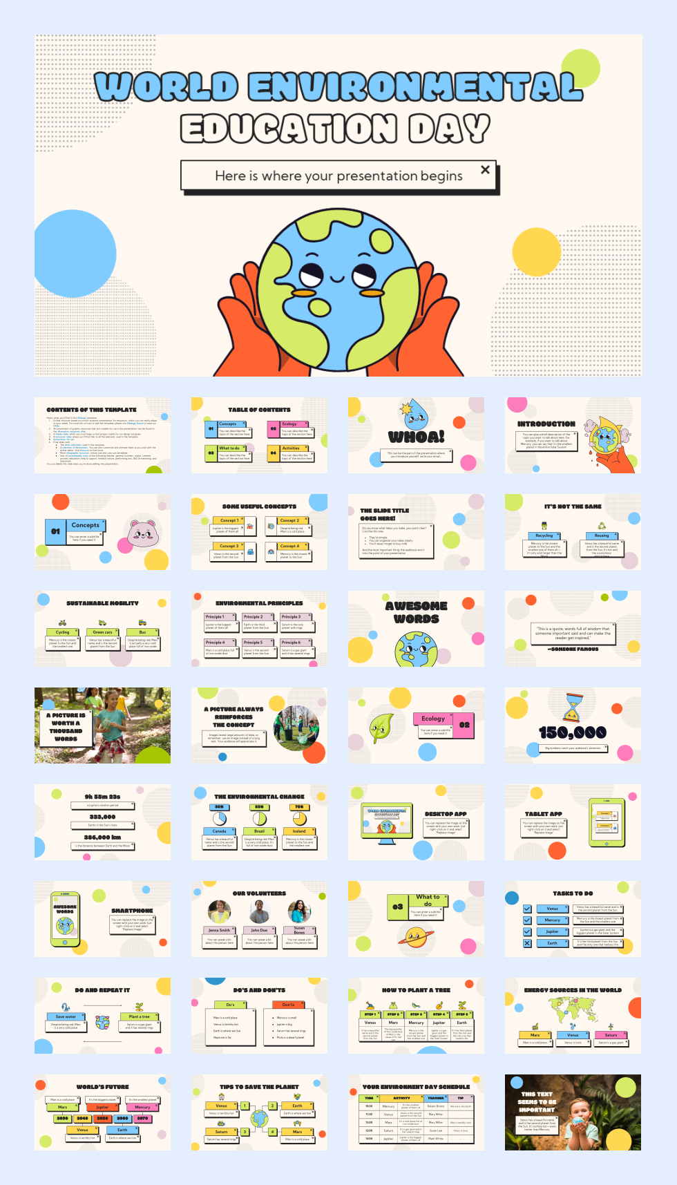 多彩创意卡通童趣儿童教育PPT模板