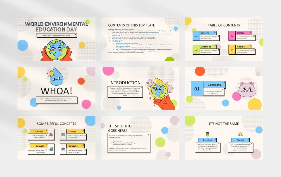 多彩创意卡通童趣儿童教育PPT模板