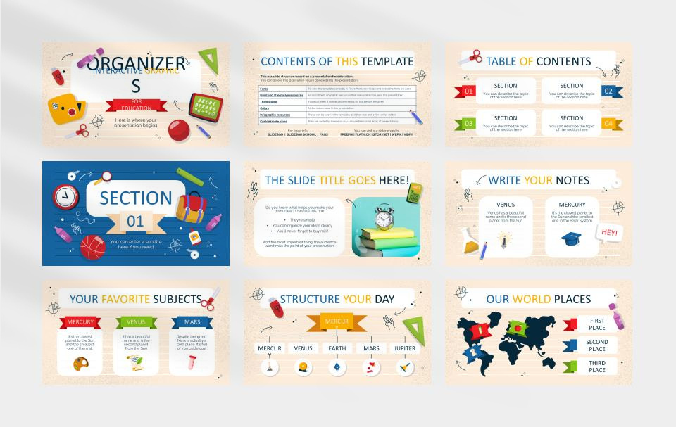 多彩创意卡通童趣儿童教育PPT模板