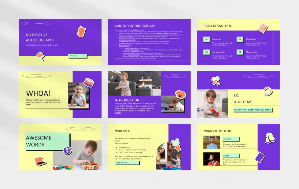 多彩创意卡通童趣儿童教育PPT模板