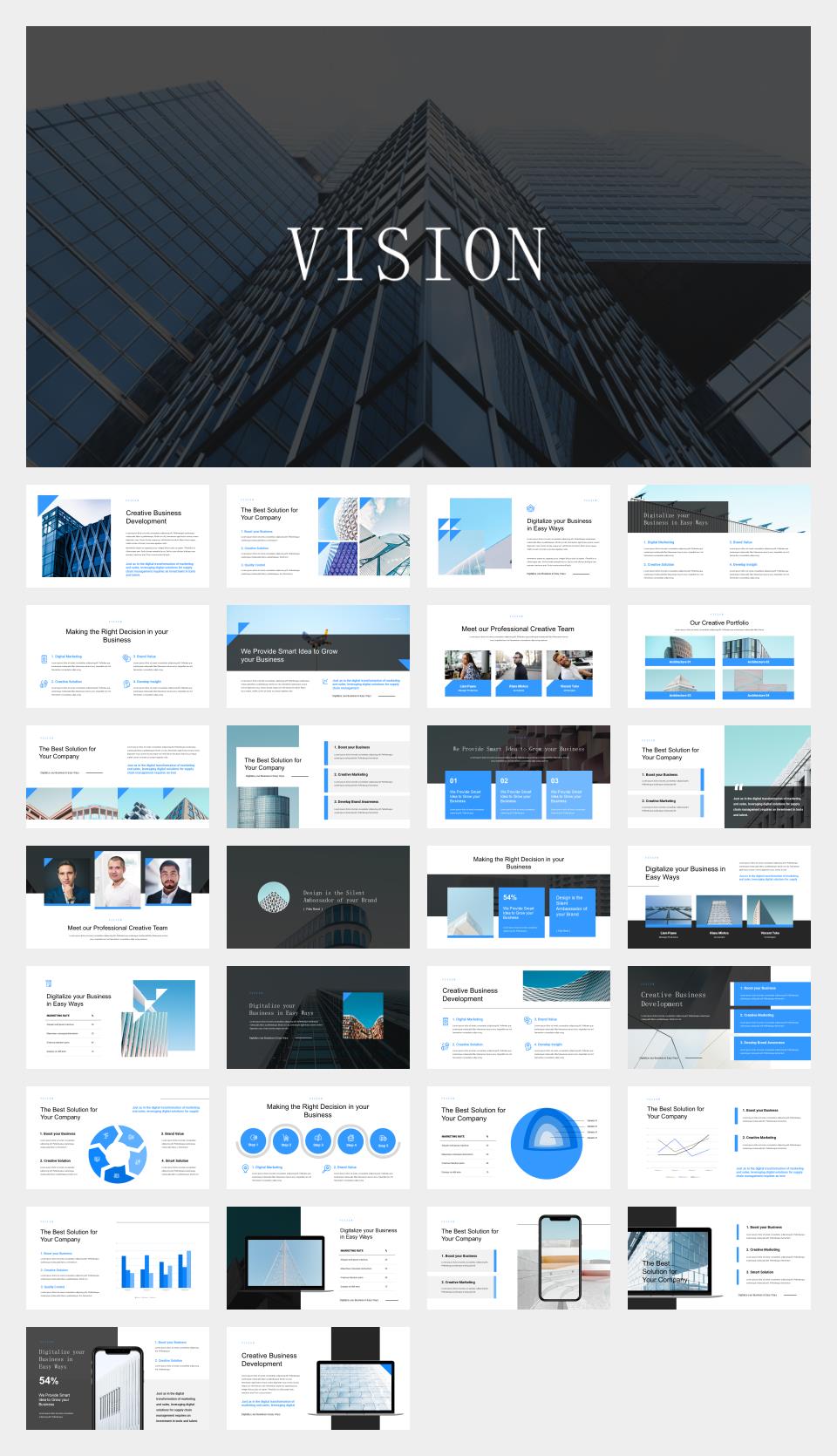 蓝色建筑计划总结PPT模板.pptx