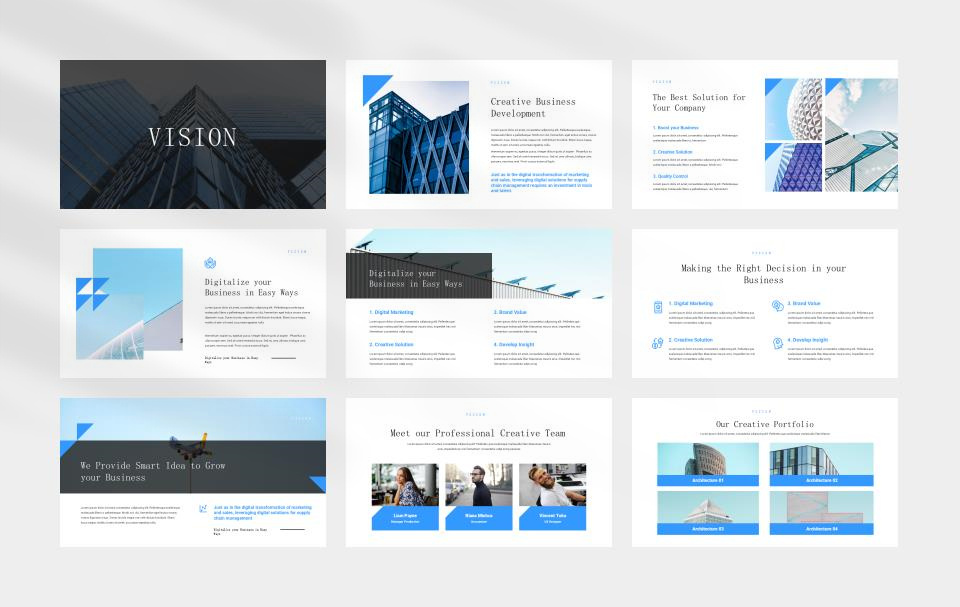 蓝色建筑计划总结PPT模板.pptx